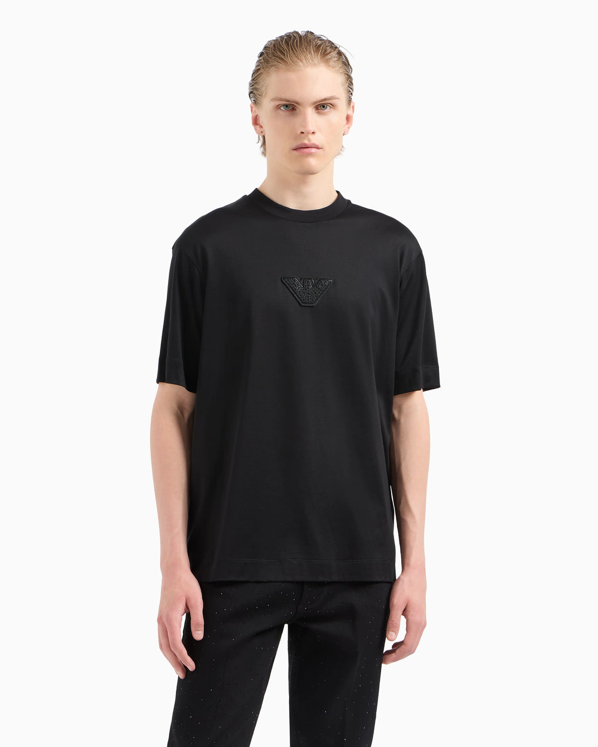 ASV Clubwear T-shirt in a Lyocell blend jersey with an eagle patch and rhinestones