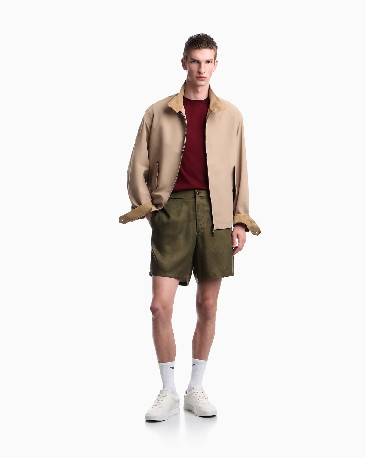 Bermuda shorts in Tencel jacquard with a regular fit