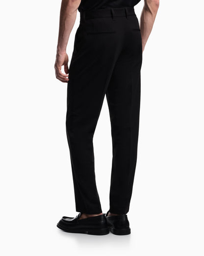Waffle-effect armure fabric trousers