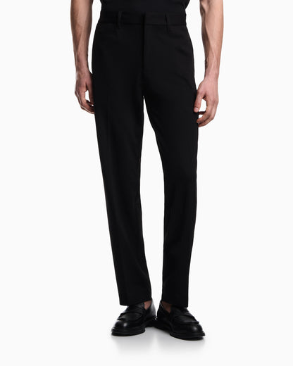 Waffle-effect armure fabric trousers