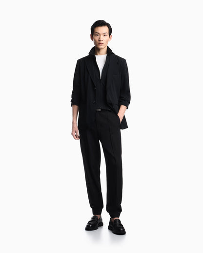 Stretch-nylon twill blazer with detachable inner panel