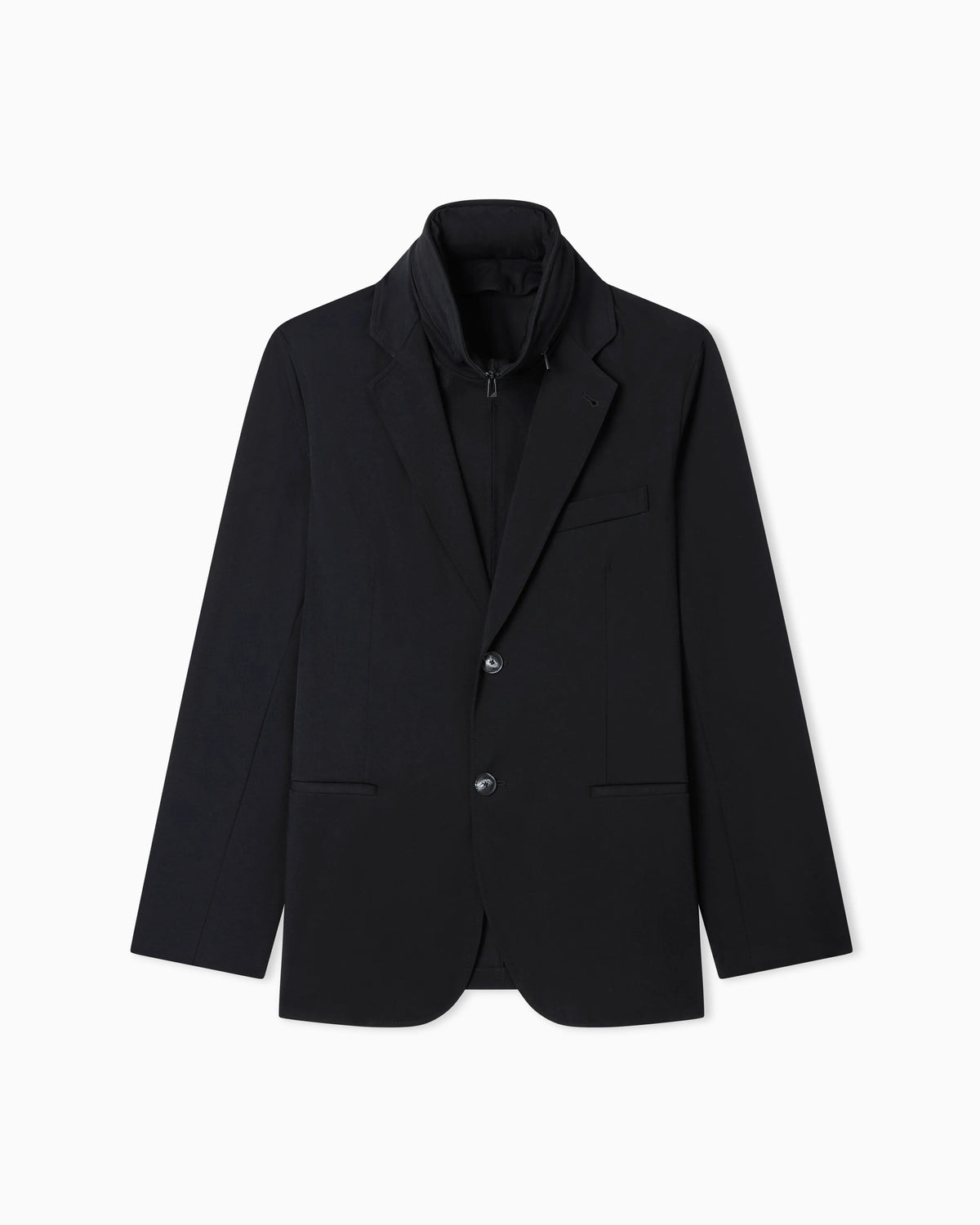 Stretch-nylon twill blazer with detachable inner panel