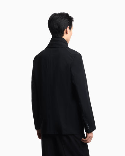 Stretch-nylon twill blazer with detachable inner panel