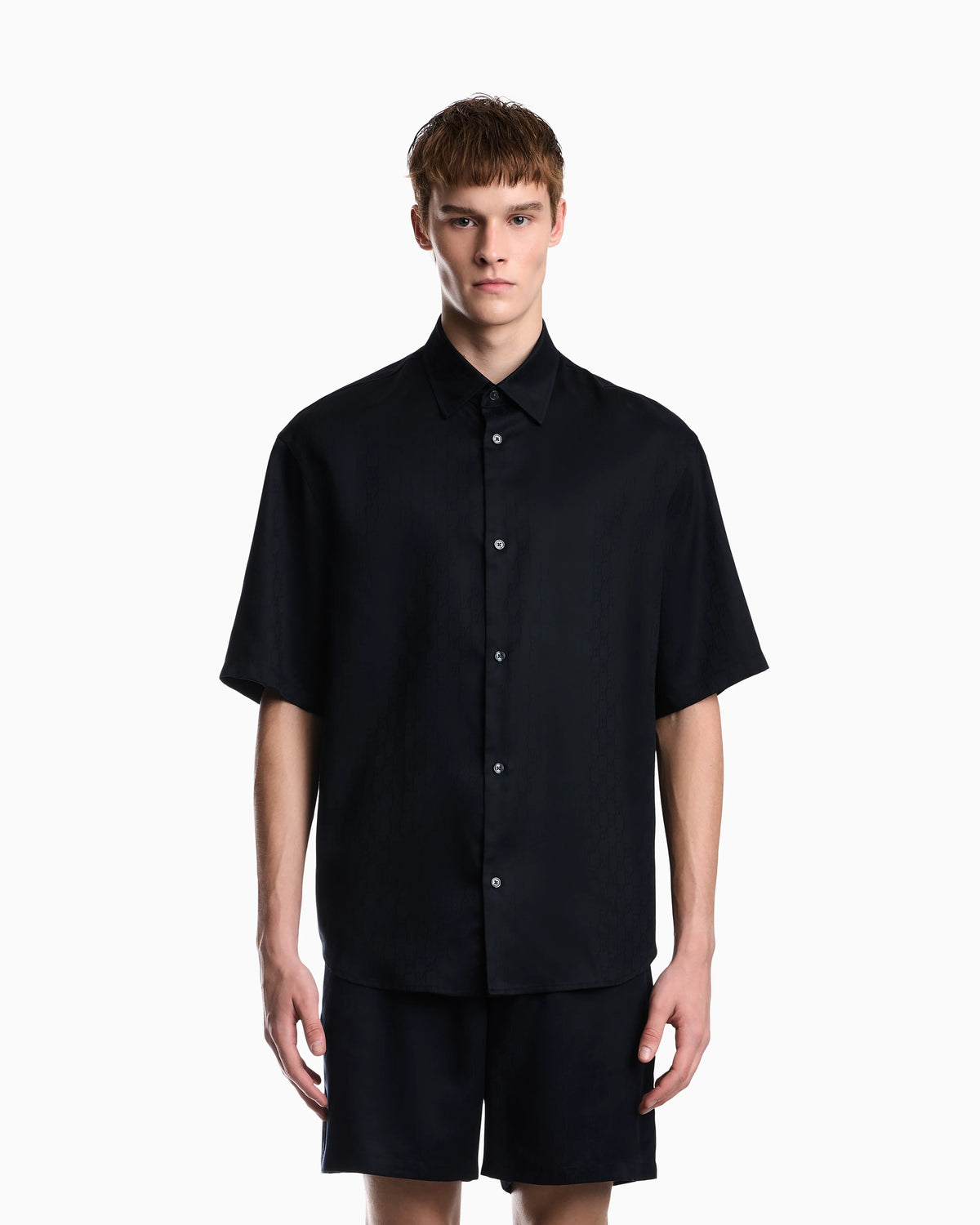 Shirt in lyocell jacquard with a regular fit