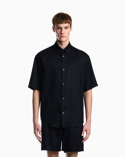 Shirt in lyocell jacquard with a regular fit