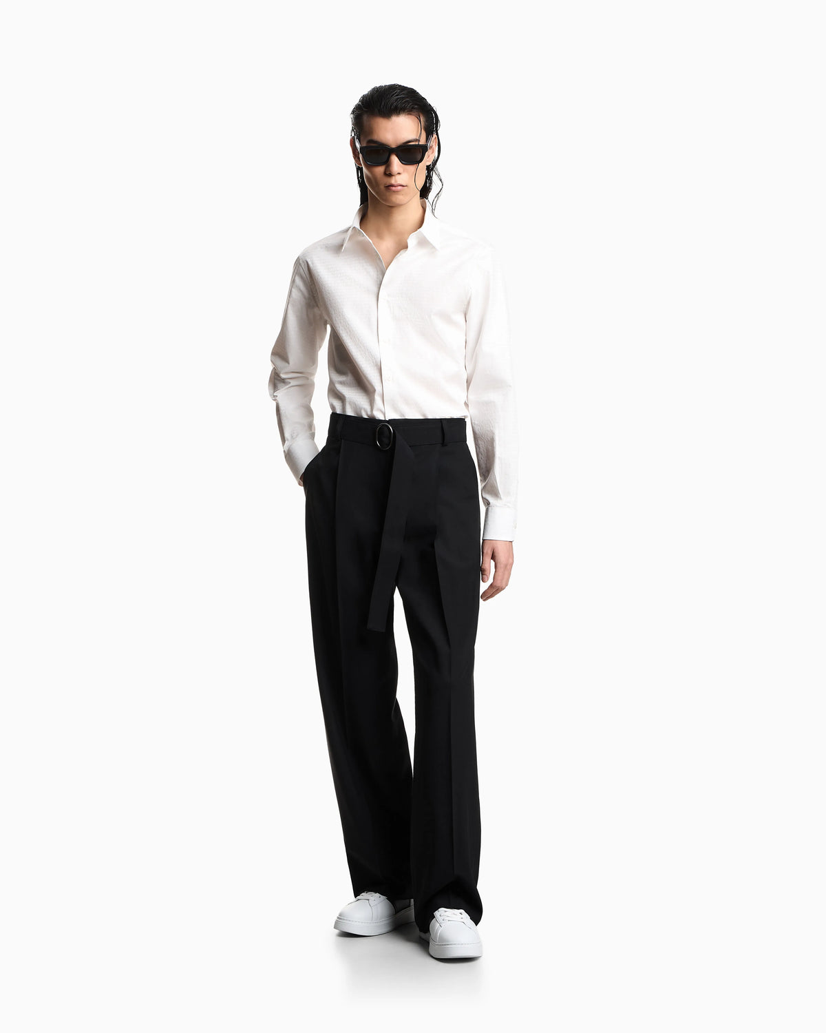 Jacquard shirt with all-over lettering