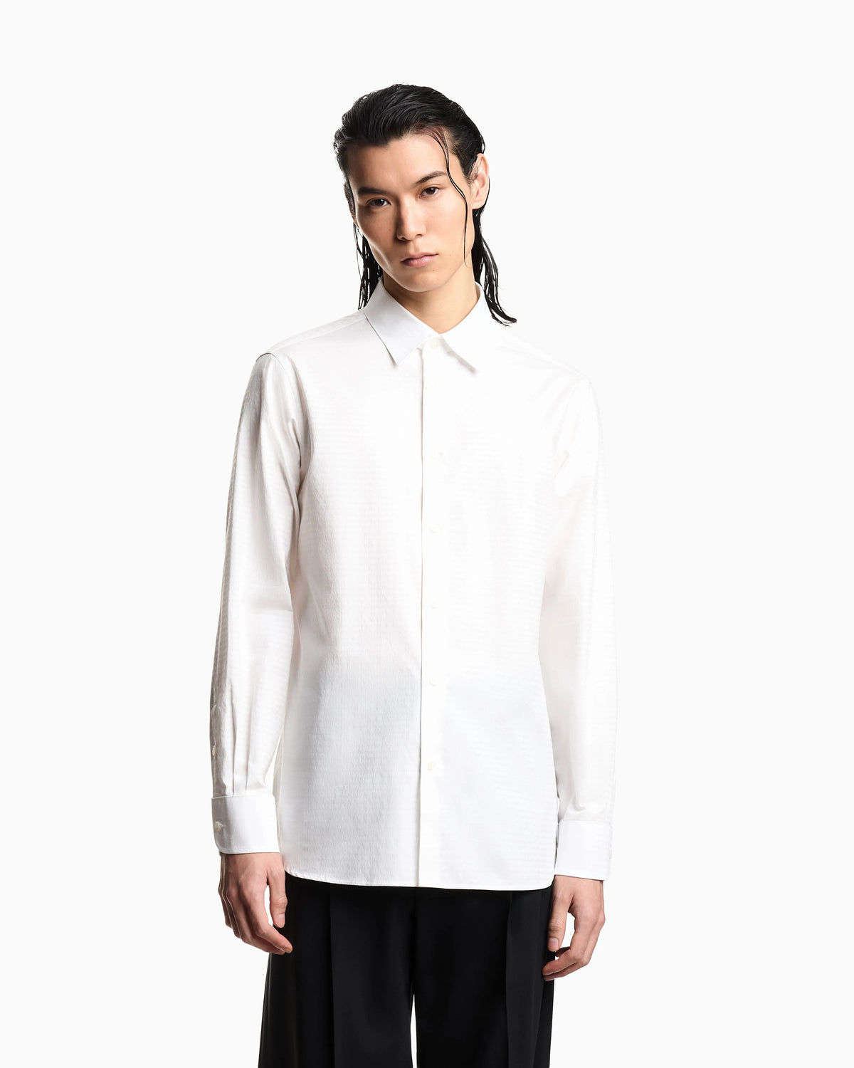 Jacquard shirt with all-over lettering