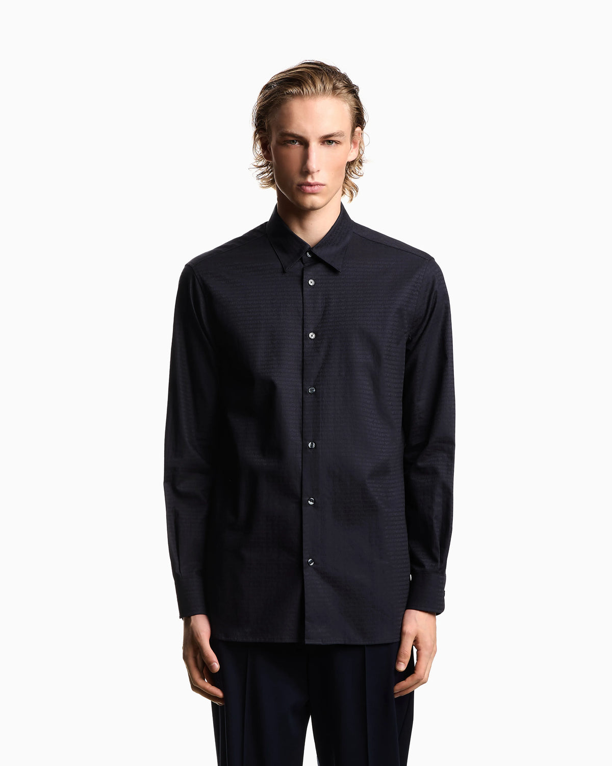 Jacquard shirt with all-over lettering