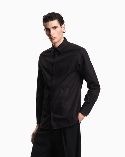 Jacquard shirt with all-over lettering