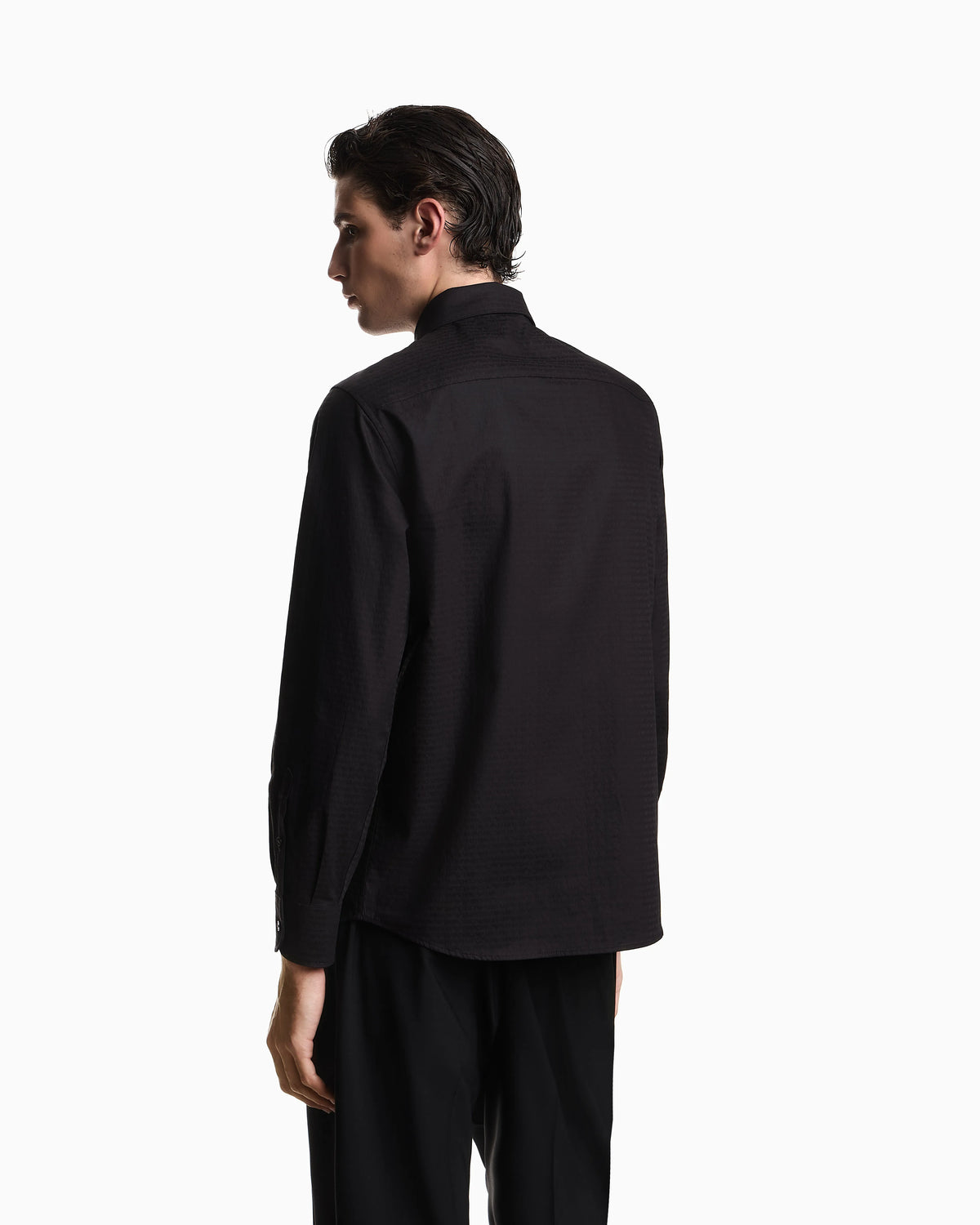 Jacquard shirt with all-over lettering