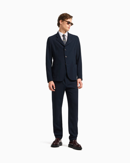 Icon 3D piqué-effect crêpe jersey trousers