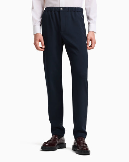 Icon 3D piqué-effect crêpe jersey trousers