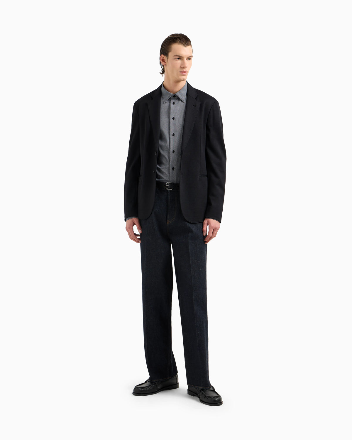 Single-breasted jacket in stretch piqué technical jersey