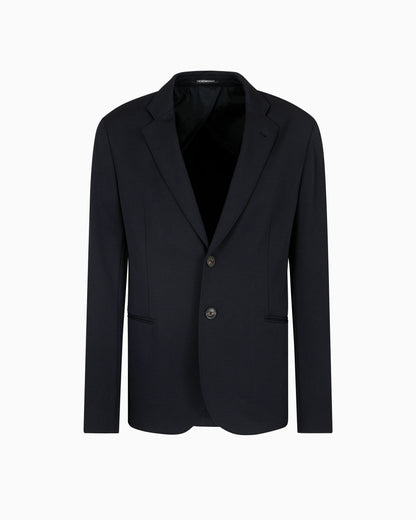 Single-breasted jacket in stretch piqué technical jersey