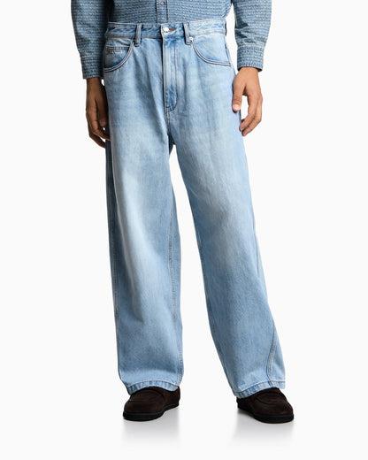 J80 baggy twist-fit, stone-washed denim jeans