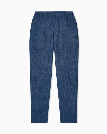 Printed seersucker fabric trousers
