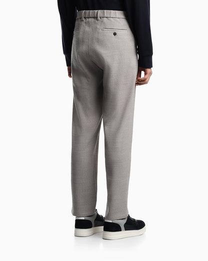 3D waffle-effect wool-jersey trousers