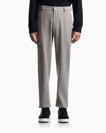 3D waffle-effect wool-jersey trousers