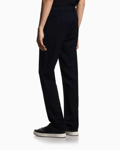3D waffle-effect wool-jersey trousers
