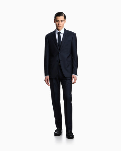 Single-breasted suit in micro-design high-twist virgin wool