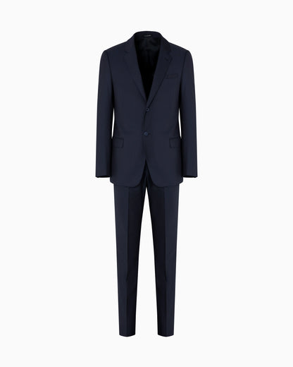 Single-breasted suit in micro-design high-twist virgin wool