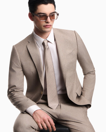 Light wool cloth single-breasted suit with printed yarn