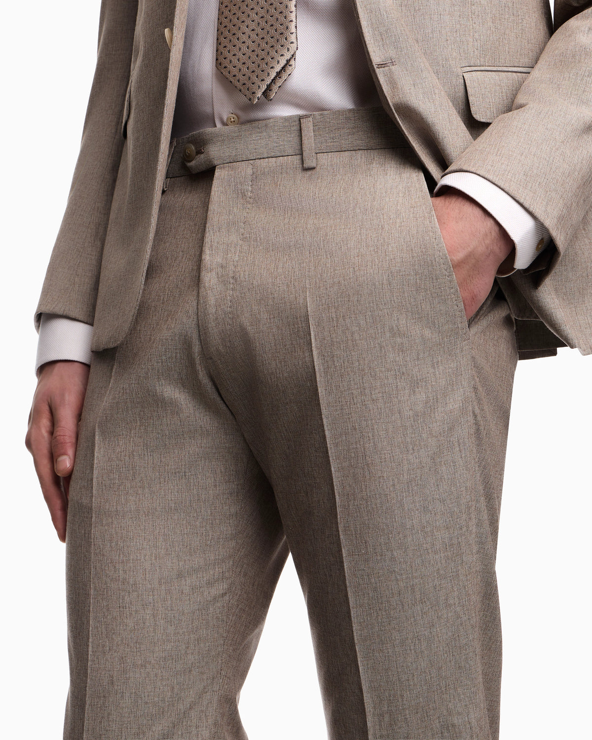Light wool cloth single-breasted suit with printed yarn