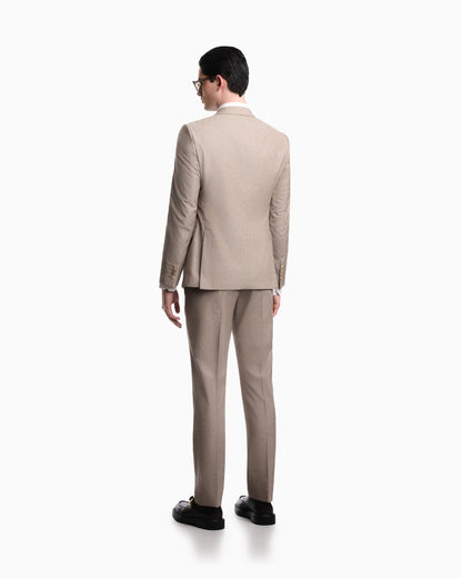 Light wool cloth single-breasted suit with printed yarn
