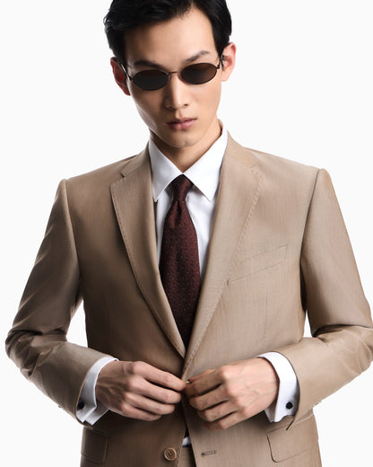 Single-breasted poplin suit with a Solaro effect
