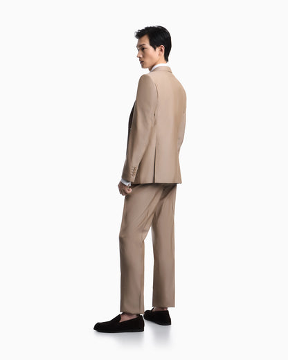 Single-breasted poplin suit with a Solaro effect