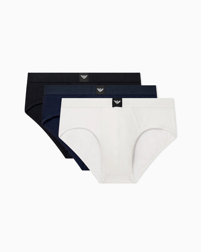 Three-pack of cotton jersey briefs with logo label