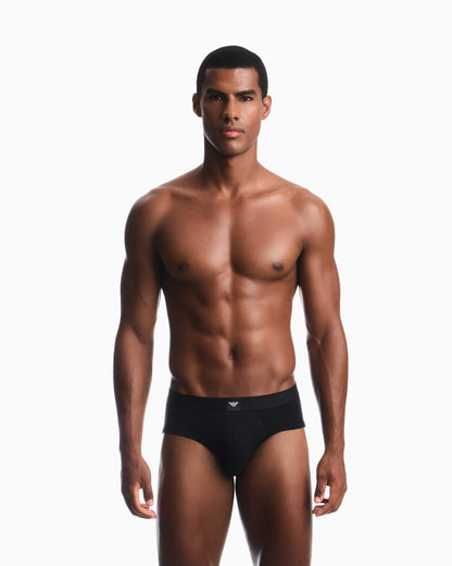 Three-pack of cotton jersey briefs with logo label