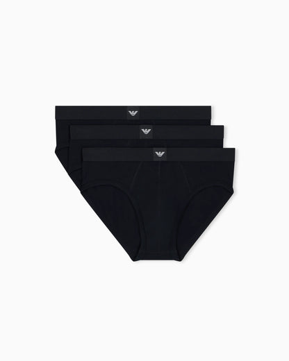 Three-pack of cotton jersey briefs with logo label
