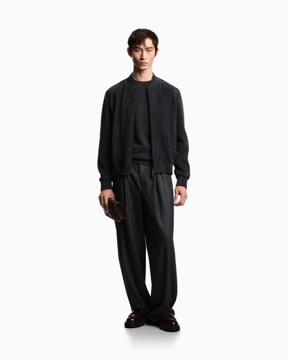 Virgin wool jumper with embossed jacquard pattern