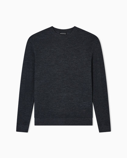 Virgin wool jumper with embossed jacquard pattern