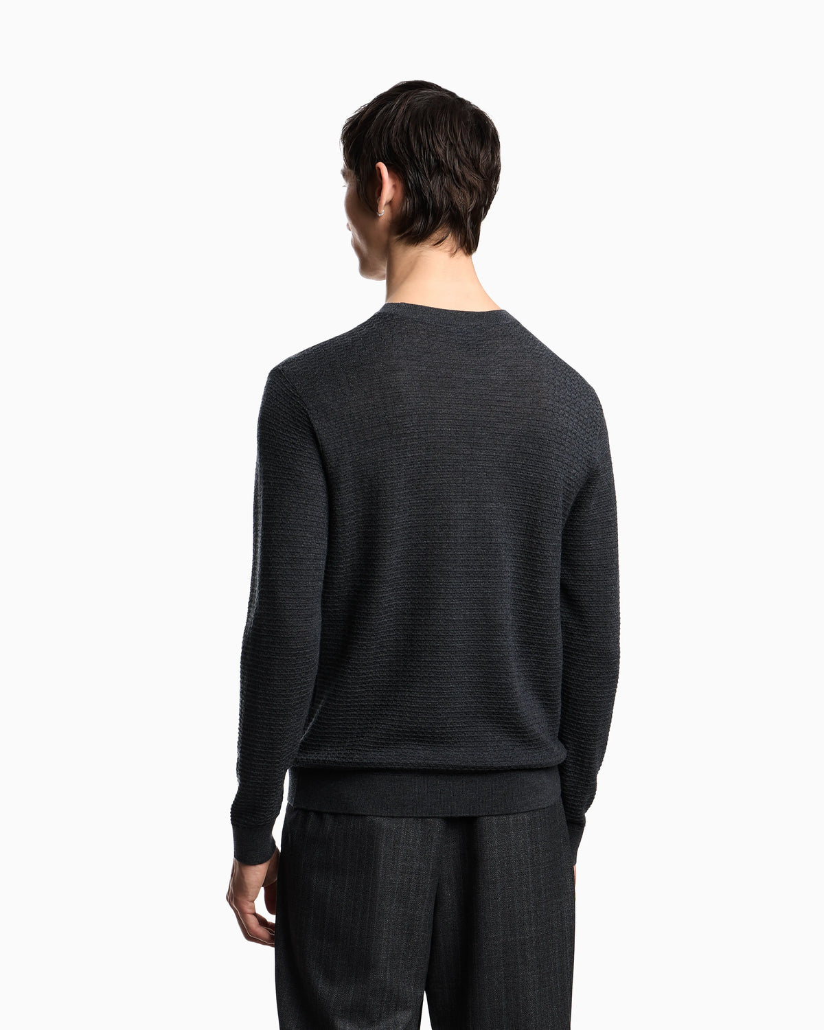 Virgin wool jumper with embossed jacquard pattern