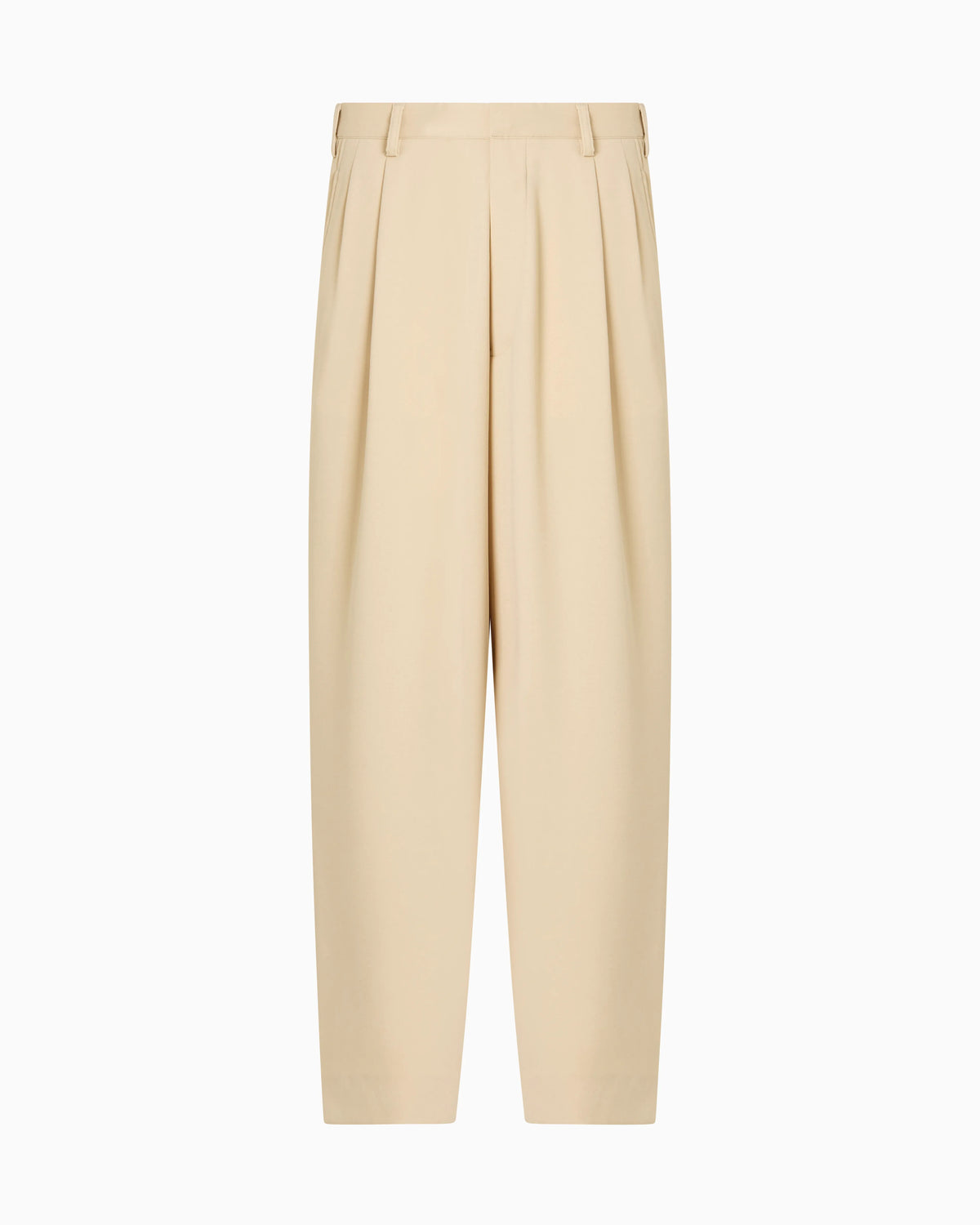Fluid sandblasted fabric trousers with pleats