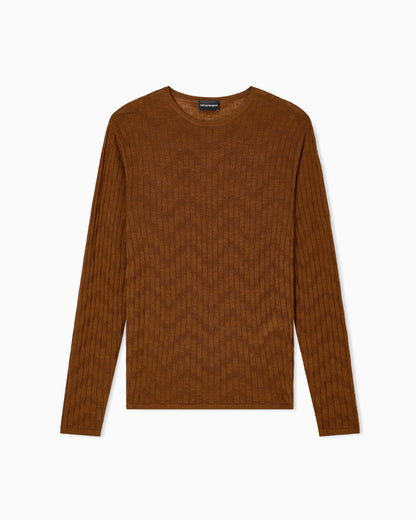 Patterned knit wool and silk blend jumper