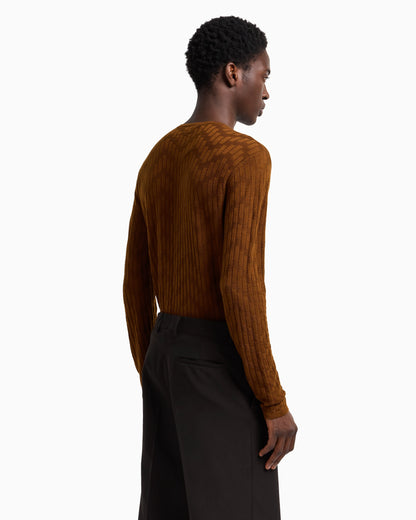Patterned knit wool and silk blend jumper