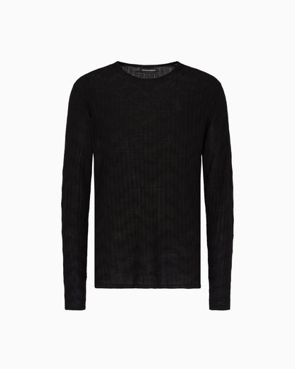 Patterned knit wool and silk blend jumper