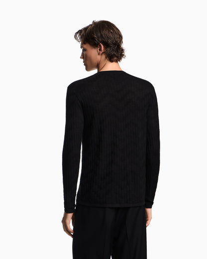 Patterned knit wool and silk blend jumper