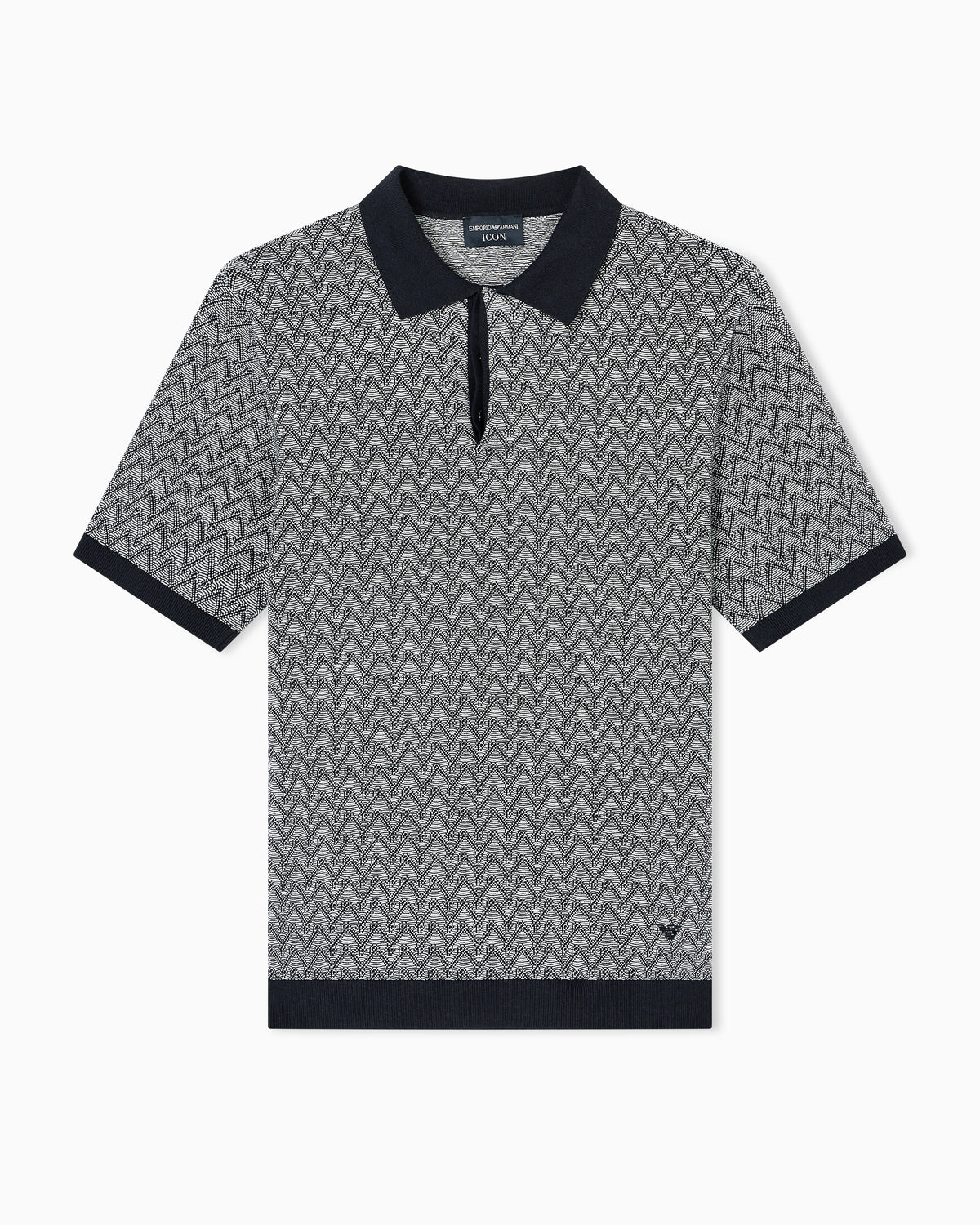 Icon polo-collar jumper in chevron-motif jacquard