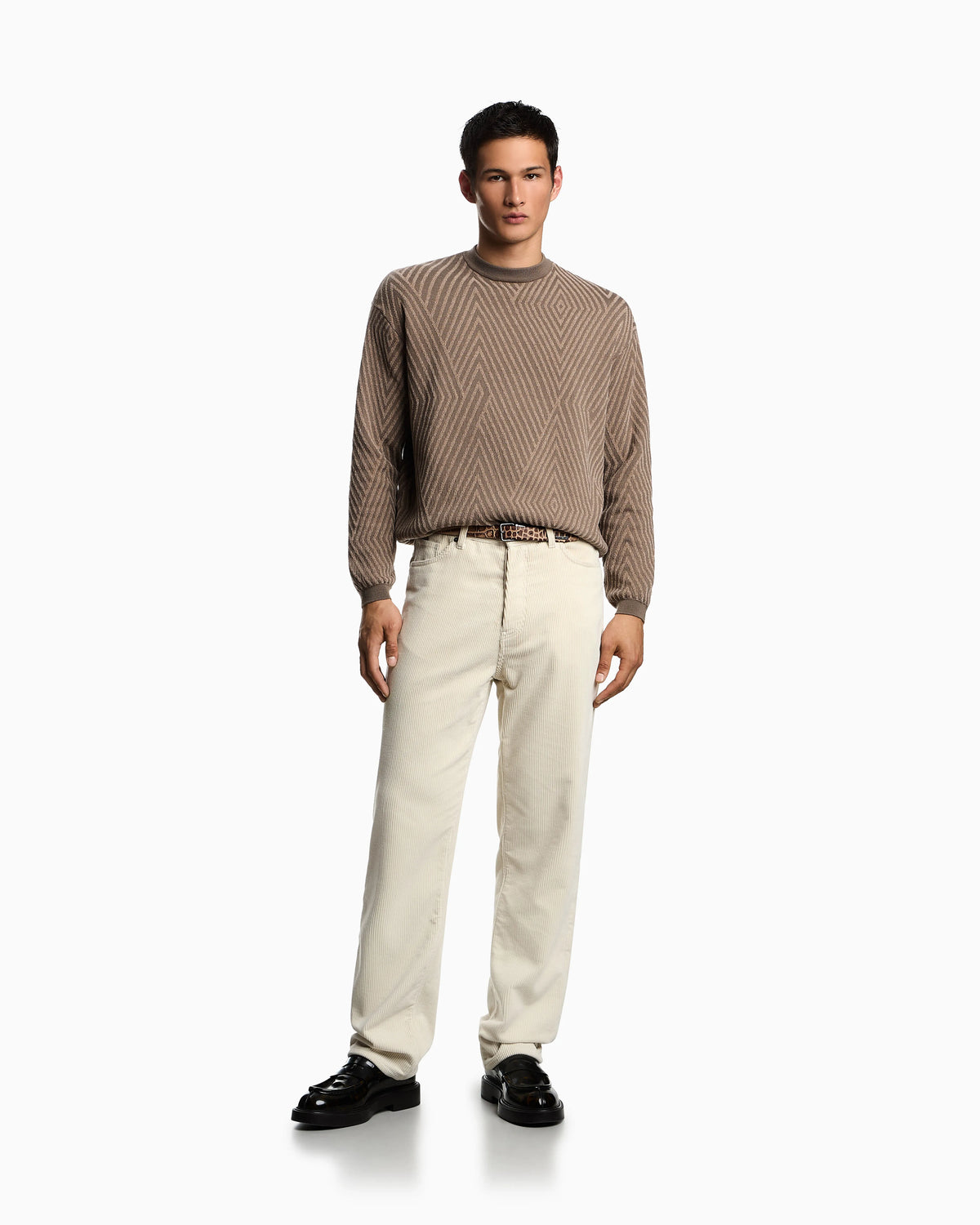 Virgin wool-blend jumper with op-art jacquard with oversized diamonds