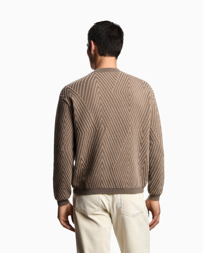 Virgin wool-blend jumper with op-art jacquard with oversized diamonds