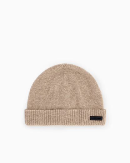 Pure cashmere beanie with ribbed cuff Essential