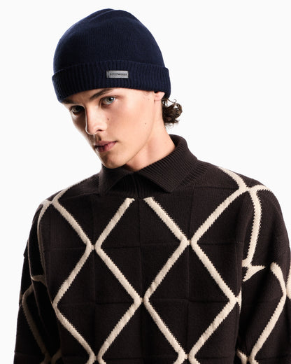 Pure cashmere beanie with ribbed cuff Essential