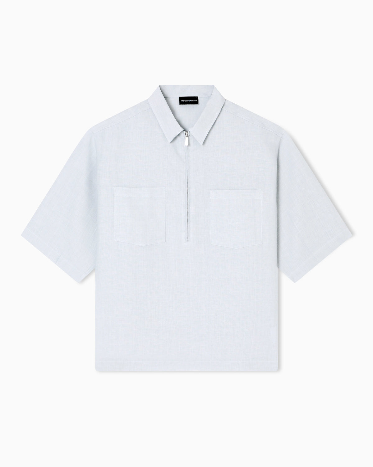 Pure linen shirt with partial zip