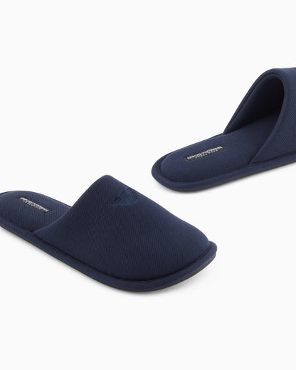 Twill slippers with eagle embroidery