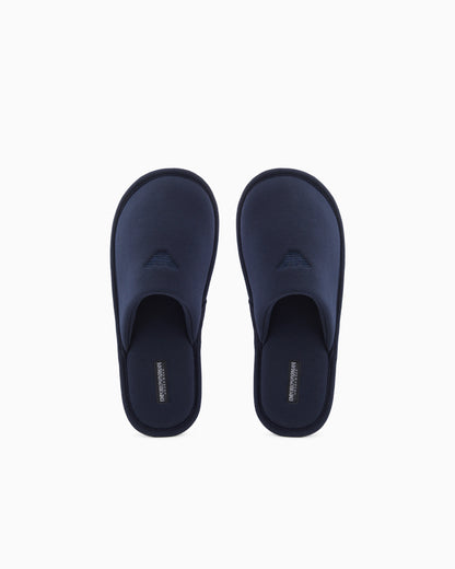 Twill slippers with eagle embroidery