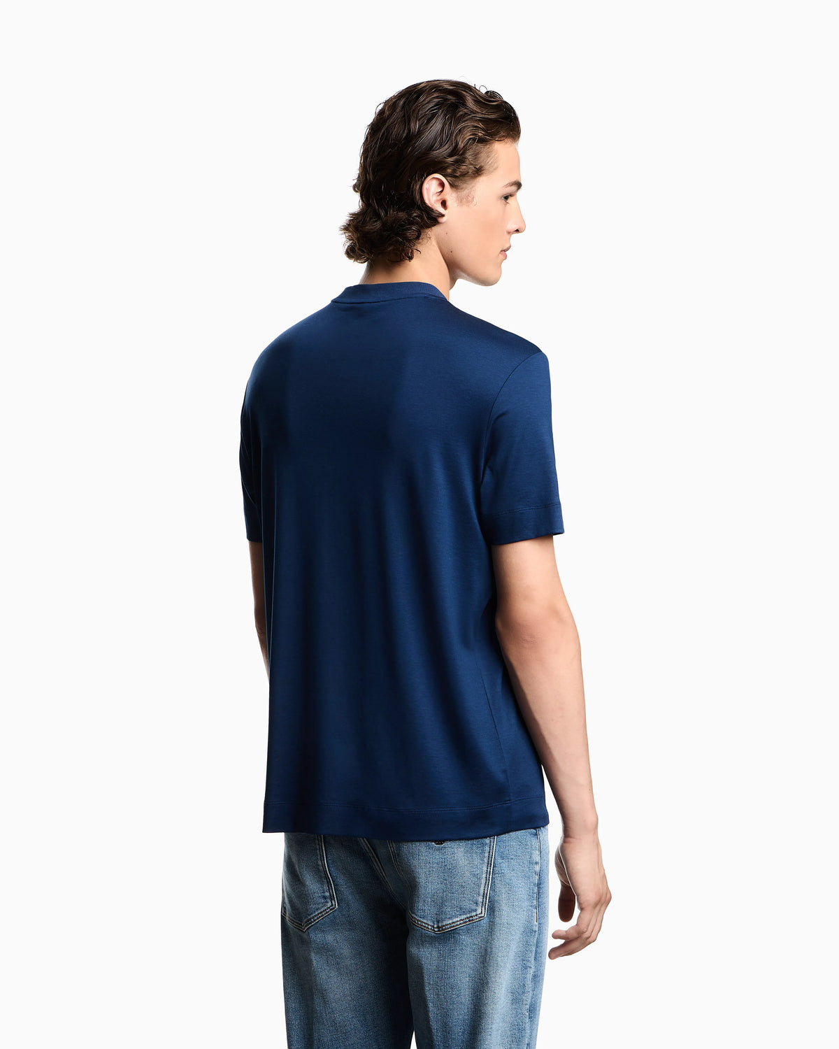 Lyocell blend jersey T-shirt with pocket and 3D-effect logo